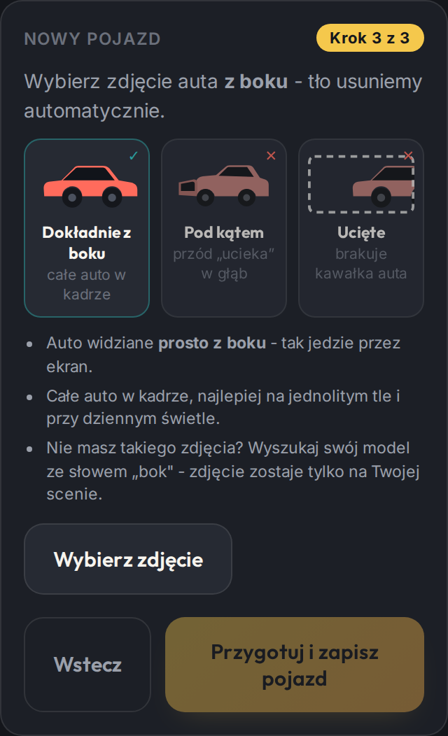 Poradnik zdjęcia auta: całe auto z boku, jasne tło